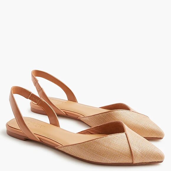 J. Crew Women's Woven slingback flats Size 5-M Natural Raffia Color - Picture 2 of 8